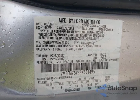 2008 Mercury Grand Marquis Ls from USA, damaged, VIN 2MEFM75V38X661495